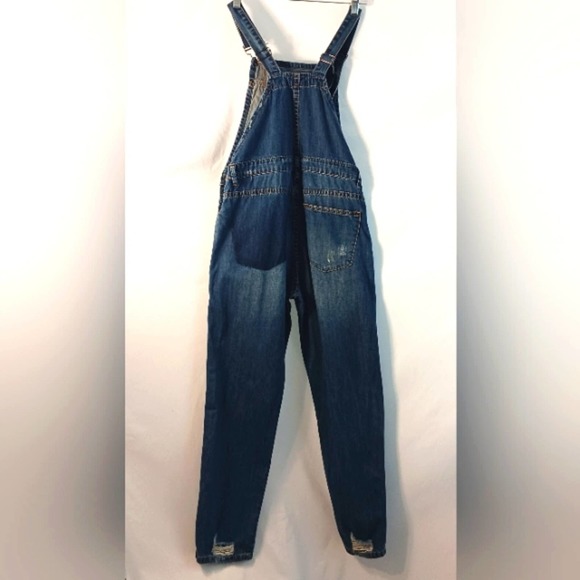 VICI OVERALLS Distressed Frayed Dark Blue Sz Small AMAZING JEANS! Super Cute!! - Picture 9 of 16